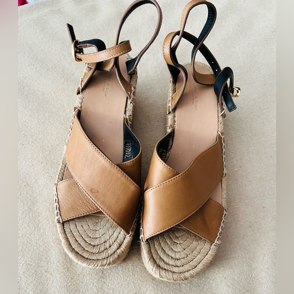 Rag & Bone Hera Espadrille Wedge Sandal Size 39 US 9 in Cigar Tan Brown - Picture 2 of 10